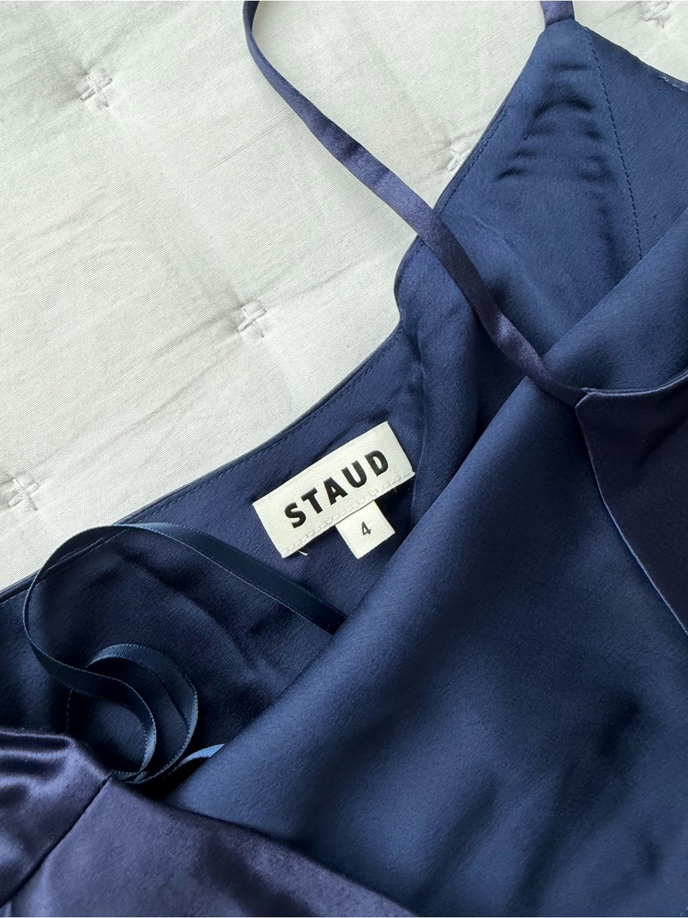 Staud 4 Elodie Maxi Dress Navy Blue Slip - Picture 11 of 13